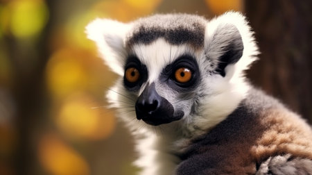 Close up of a male Ring-Tailed Lemur (Lemur catta)の素材