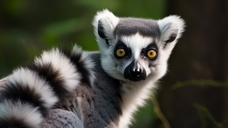 Close up of a male Ring-Tailed Lemur (Lemur catta)の素材