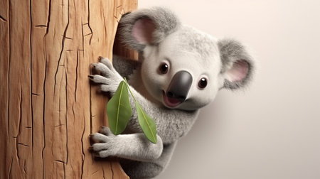Cute koala over wall. A cute koalaの素材