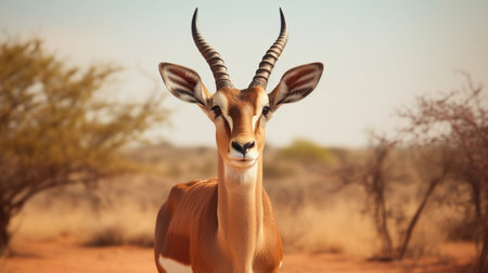 Impala ram starring at the cameraの素材
