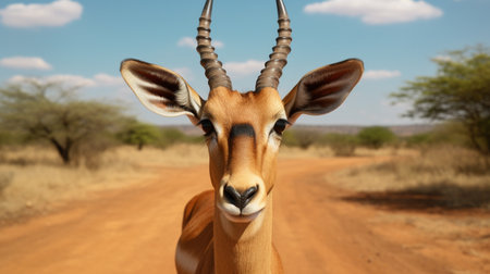 Impala ram starring at the cameraの素材