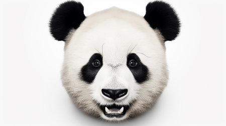 panda bear face isolated on white backgroundの素材