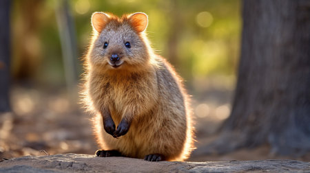 Quokka Setonix brachyurus small macropod size of domestic cat, Like marsupials kangarooの素材