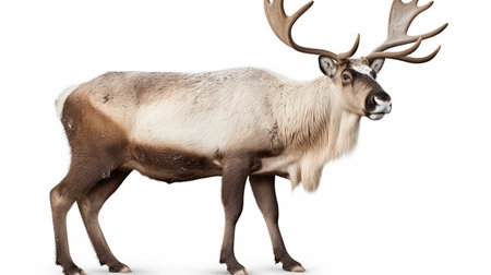 Large male reindeer. Isolated over whiteの素材