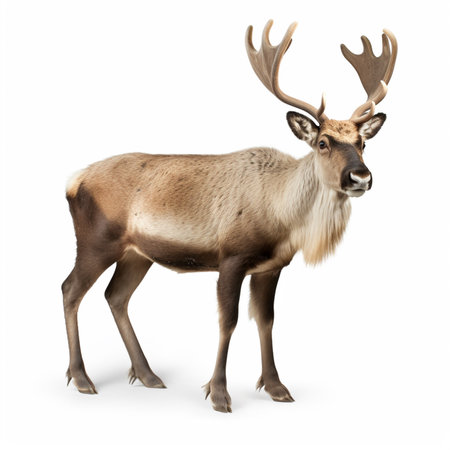 Reindeer (Rangifer tarandus). Isolated over whiteの素材