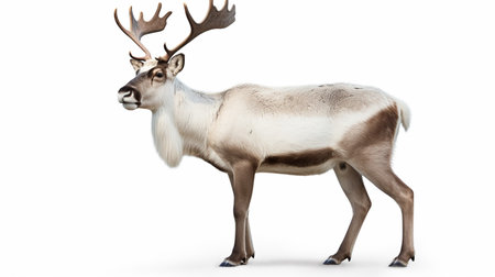 Large male reindeer. Isolated over whiteの素材