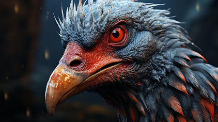 A dodo bird closeup. An illustration of the extinct Dodo Bird on a dark backgroundの素材
