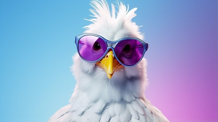 A cool Easter baby chick chicken bird cartoon character in sunglasses or shadesの素材