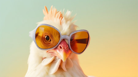 A cool Easter baby chick chicken bird cartoon character in sunglasses or shadesの素材