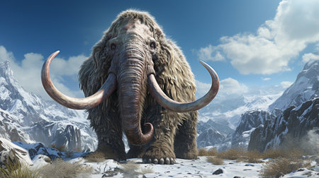 Prehistoric elephant known for its long, curved tusksの素材