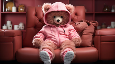 cute bear in pink fashion sweatsuitの素材