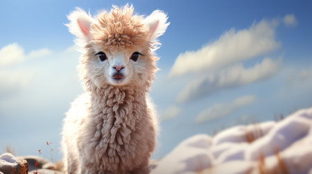 Cute fluffy alpacaの素材