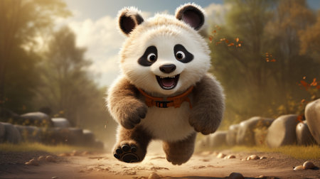 illustration of running Cute Pandaの素材