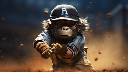 Cute Gorilla Playing Baseballの素材
