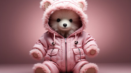 cute bear in pink fashion sweatsuitの素材