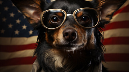 Independence day 4th of july American dogの素材