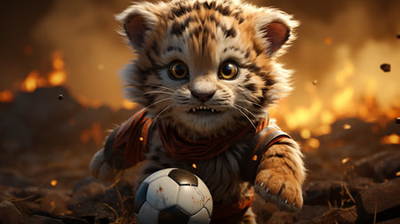 Cute Tiger Playing Soccerの素材