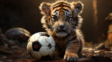 Cute Tiger Playing Soccerの素材