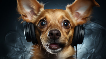 dog listening with big ear on white backgroundの素材