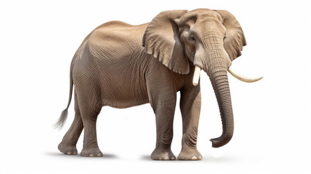 elephant isolated on white background. elephant approaching isolatedの素材