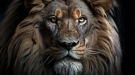 Lion king isolated on blackの素材