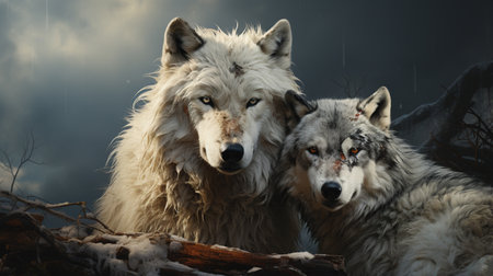 Mexican Gray wolf love coupleの素材