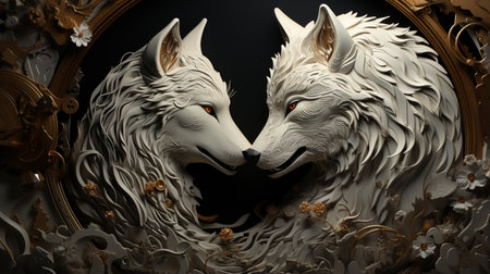 Mexican Gray wolf love coupleの素材
