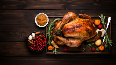 Traditional homemade roasted Thanksgiving Day turkey dinnerの素材