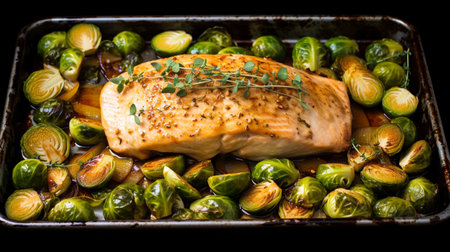 Chicken Sheet Pan Dinner. Generative AIの素材