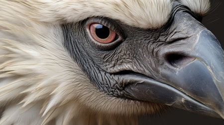 Close-up of the muzzle of a Himalayan vulture (Gyps himalayensis). Huge vulture. Generative AIの素材