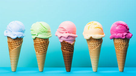 Ice cream bottom border over a pink background. Soft, pastel colors. Copy space. Generative AIの素材