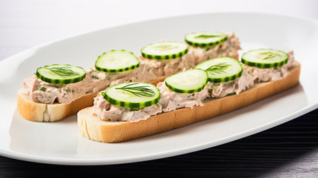 Cucumber Canape with Creamy Tuna Salad. generative aiの素材
