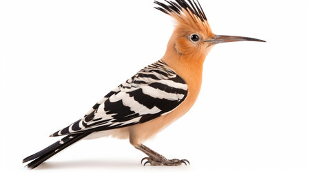 Eurasian Hoopoe (Upupa epops) isolated on a white background in studio shot. Generative AIの素材