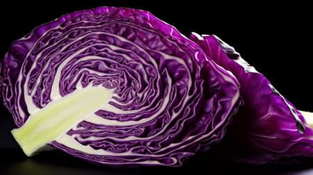 Fresh red radicchio salad in wooden bowl isolated on white backgroun. Generative AIの素材