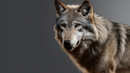 Close up portrait of a grey wolf (Canis Lupus) also known as Timber wolfの素材