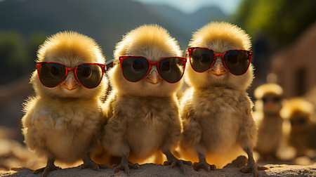 decoration chicks wearing sunglassesの素材