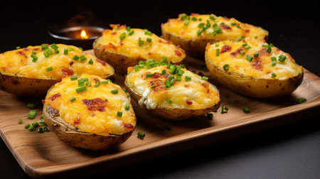Homemade Twice Baked Potatoes. Homemade Twice Baked Potatoes with Bacon and Cheeseの素材