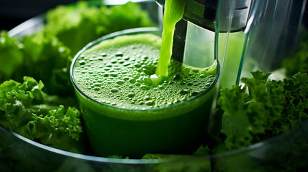 Detox Green Smoothie In Glass. Vegan Drinkの素材