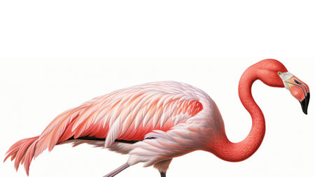 pink flamingo (coast landscape, birds). pink flamingos during a brilliantの素材