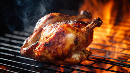 Roast chicken on BBQ. Generative AIの素材