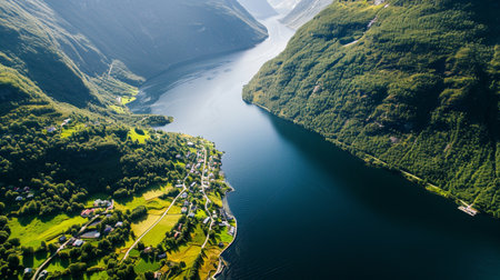 Village environment from an aerial point of viewの素材