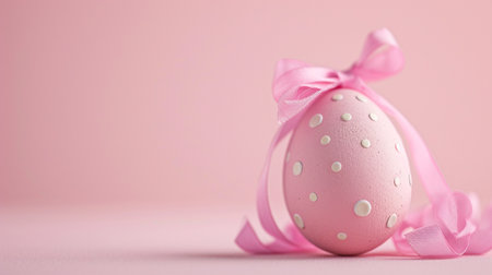 creative composition with pink easter egg and bowの素材