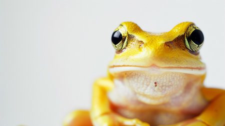 frog closeup on white. White-lipped tree frog (Litoria infrafrenata) on white backgroundの素材