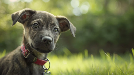 Portrait of an adorable mixed breed puppyの素材