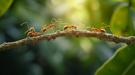 teamwork, team of ants constructing bridgeの素材