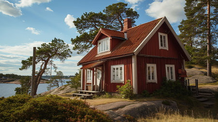 Scandinavian housing stock photo House Sweden Scand. Generative AIの素材
