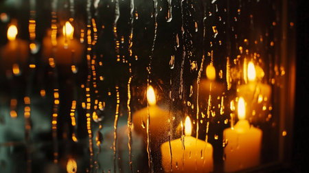 Condensation water drops on the window, wet glassの素材