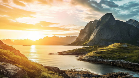 Village called A in Lofoten islands, Norwayの素材