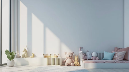 Kids Wall mock up. Kids interior. Scandinavian interiorの素材