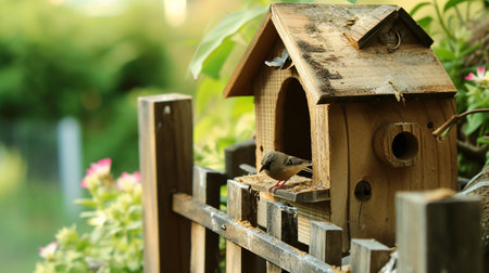 à¸ºà¸ºBirdhouse in the night light. Ai Generativeの素材